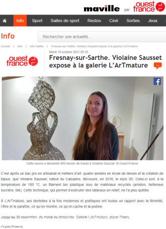 Fresnay-sur-Sarthe - Violaine Sausset expose à la galerie L’ArTmature Fresnay-sur-Sarthe - Violaine Sausset expose à la galerie L’ArTmature de Ouest France