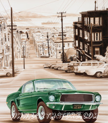 Ford Mustang Bullitt 1968 - Peinture de François Bruère