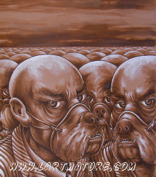 Tryptique Demain les chiens - Dessin, Peinture de Jean-Paul Minster