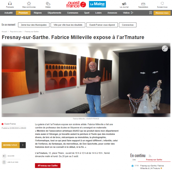 Fresnay-sur-Sarthe. Fabrice Milleville expose à l’arTmature de Ouest France