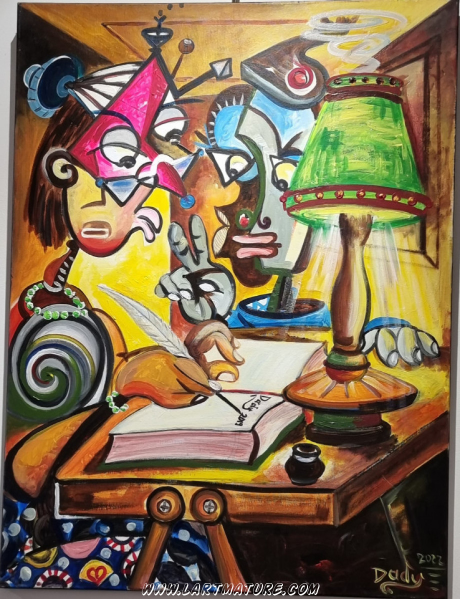 L'écrivain public - Peinture de Dady Nkanga Yafu