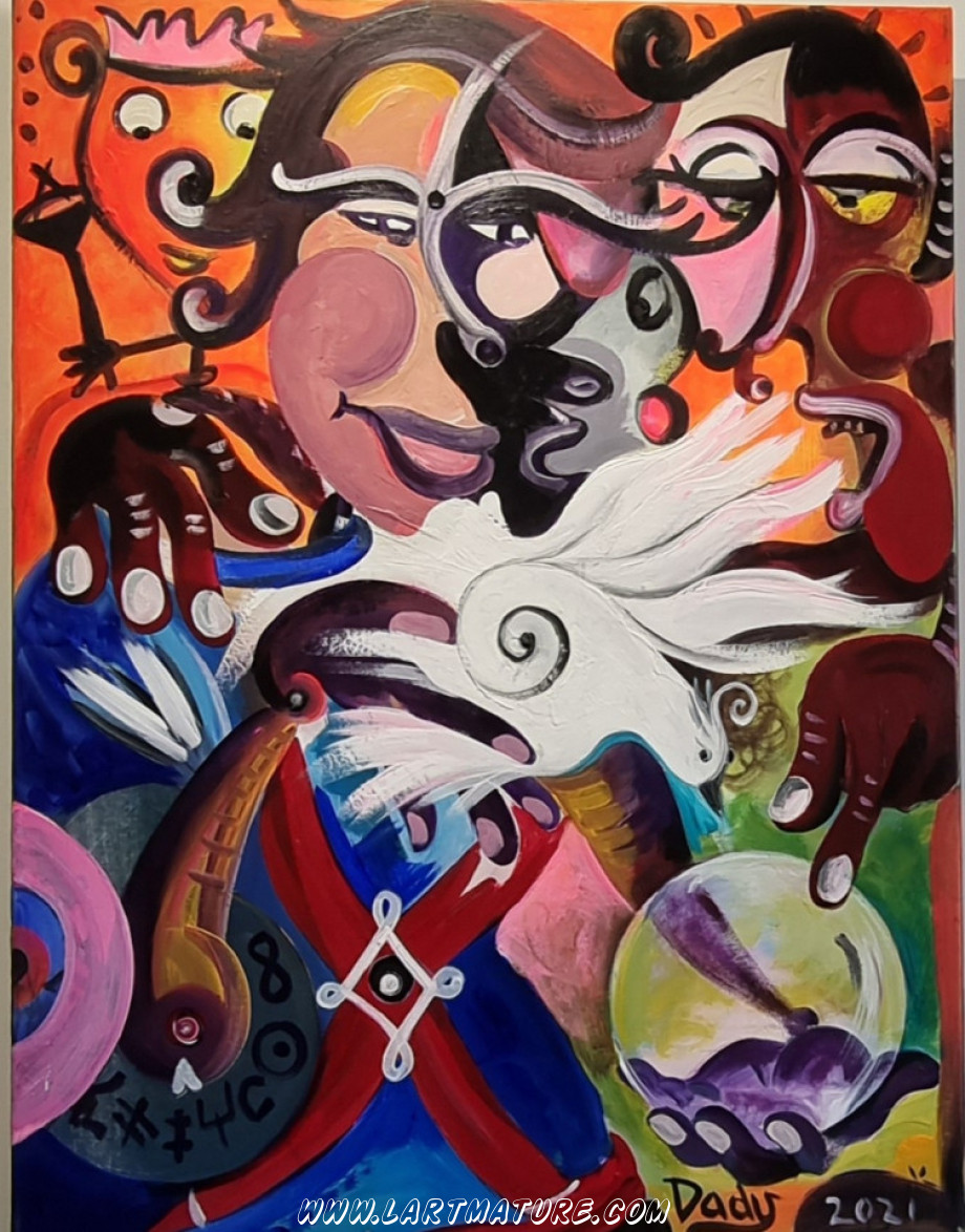 Les Frères Bogdanoff de Dady Nkanga Yafu Les Frères Bogdanoff - Peinture de Dady Nkanga Yafu