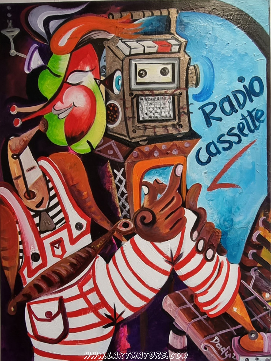 Radio cassette de Dady Nkanga Yafu Radio cassette - Peinture de Dady Nkanga Yafu