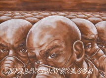 Tryptique Demain les chiens de Jean-Paul Minster Tryptique Demain les chiens - Dessin, Peinture de Jean-Paul Minster
