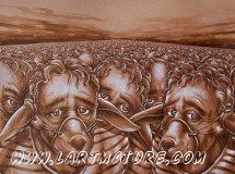 Tryptique Demain les chiens de Jean-Paul Minster Tryptique Demain les chiens - Dessin, Peinture de Jean-Paul Minster